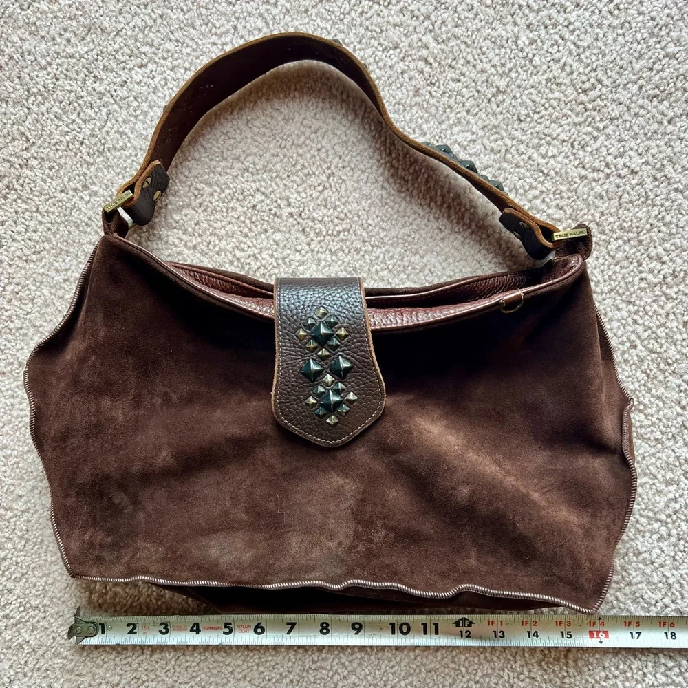 Vintage Y2K Genuine Suede Studded Hobo Bag - Picture 13 of 14
